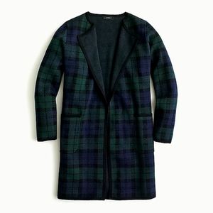 Juliette collarless sweater-blazer in Black Watch tartan